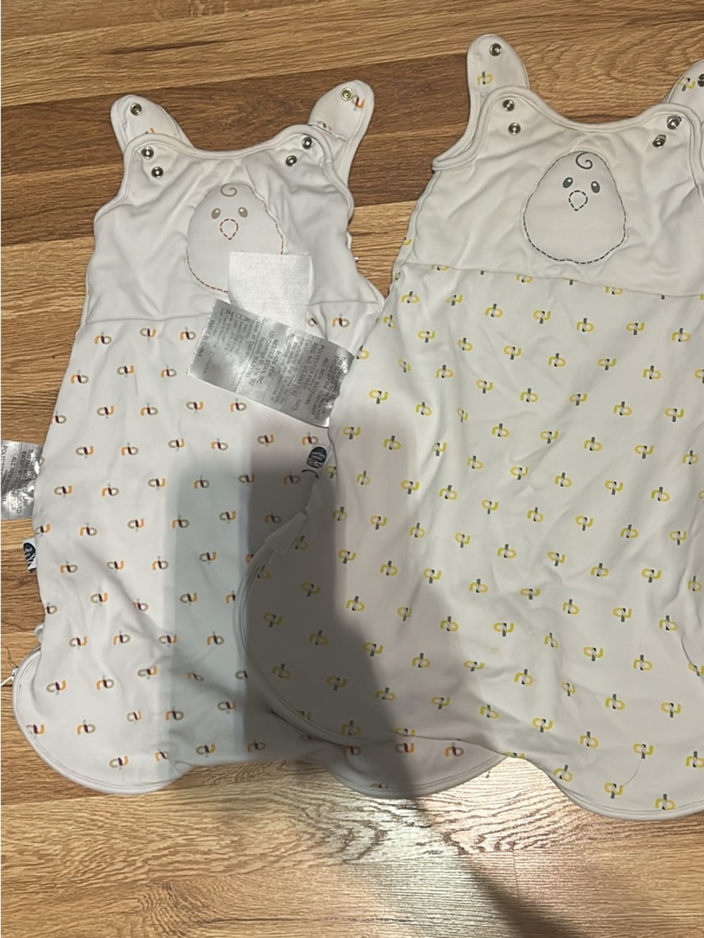 Nested Bean White Baby Sleep Sack Pajamas with Chick Embroidery - 2-Pack